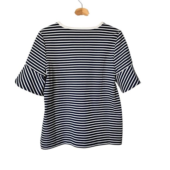 NWT Draper James M Blue Sailor Stripe Ruffle Sleeves Ponte Top Preppy - Picture 3 of 8
